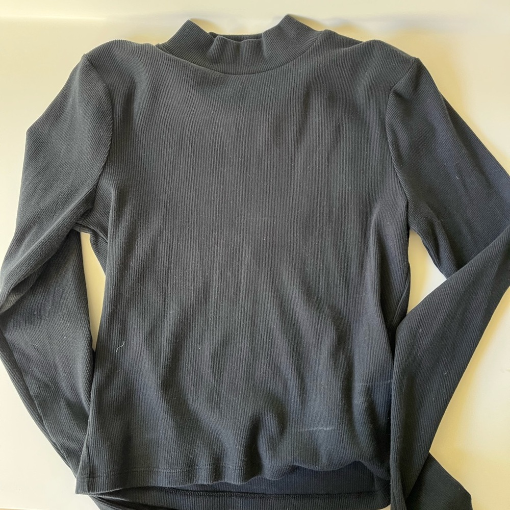 Black Abercrombie Ribbed High Neck-Long Sleeve